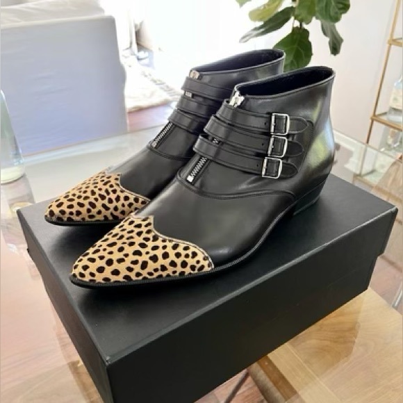 Saint Laurent Paris Leopard Toe Boot - Picture 2 of 7